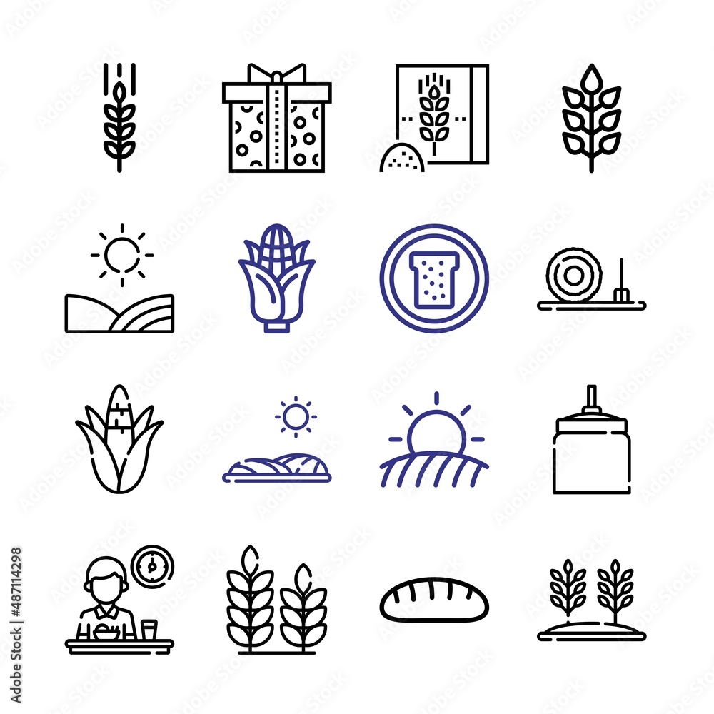 Poster cereal icon set with line icons. modern thin line style. suitable for web and mobile icon. vector il