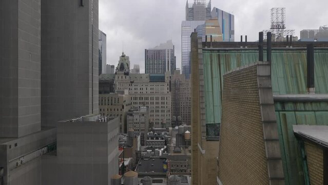 New York city buildings from hotel window