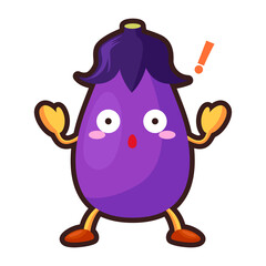 驚いているかわいいナスビのキャラクターのイラスト