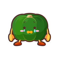 涙を流すかわいい南瓜のキャラクターのイラスト
