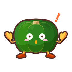 驚いているかわいいカボチャのキャラクターのイラスト