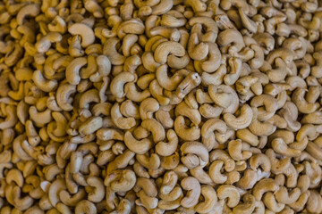 Peeled cashew nuts on display in a shop in Yerevan. Armenia 