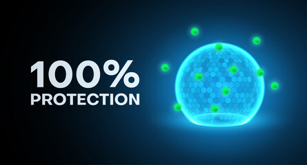 Realistic protective bubble neon horizontal banner with place for text vector illustration © Vikivector