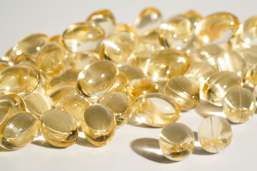 Food supplement oil filled fish oil, omega 3, omega 6, omega 9, vitamin A, vitamin D, vitamin E, flaxseed oil. 