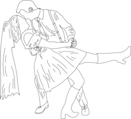vector image of two couples dancing.
