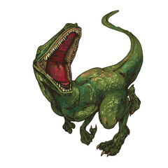 Fototapeta premium 464_tyrannosaurus_tyrannosaurus, dinosaur on white background with open mouth