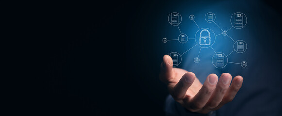 man holding lock icon network