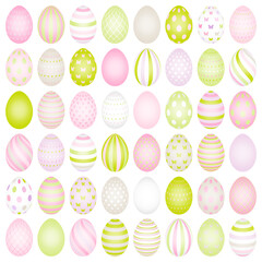 48 Schmale Ostereier Muster Pastell Grün/Pink/Beige