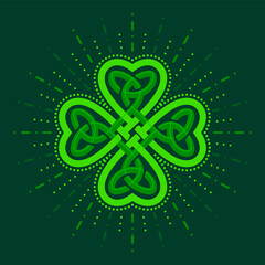 St. Patrick's day four-leaf clover for good luck - 487120248
