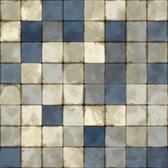 Cartoon cracked floor tiles. Ground wall tiles background, ancient old mosaic