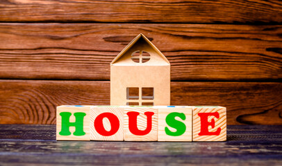  Wooden home and text on the cubes house
