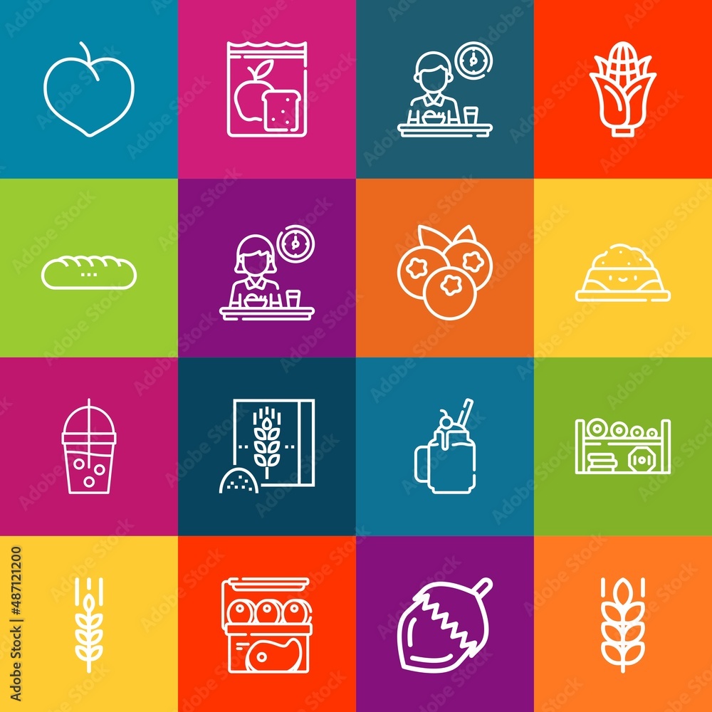 Poster modern thin line icons set of nutrition elements. premium quality outline symbol collection. simple 