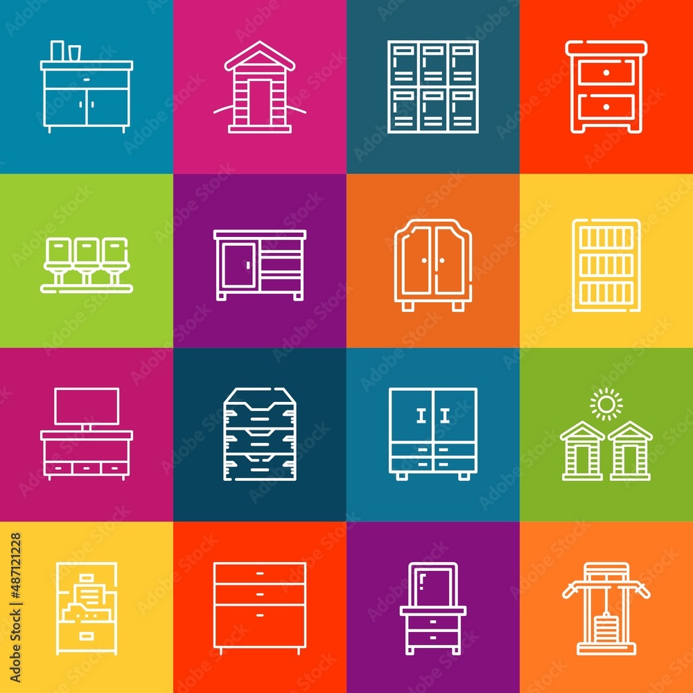 Aufkleber modern thin line icons set of cabin elements. premium quality outline symbol collection. simple mono