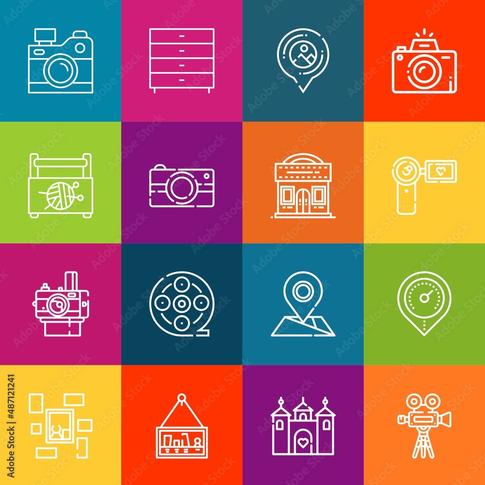 Poster modern thin line icons set of picture elements. premium quality outline symbol collection. simple mo