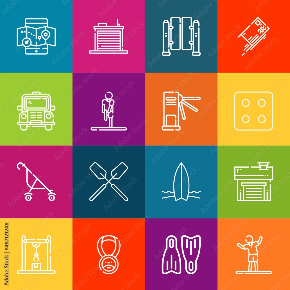Poster modern thin line icons set of sport elements. premium quality outline symbol collection. simple mono
