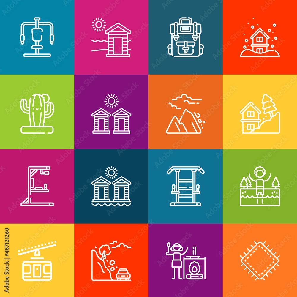 Aufkleber modern thin line icons set of mountain elements. premium quality outline symbol collection. simple m