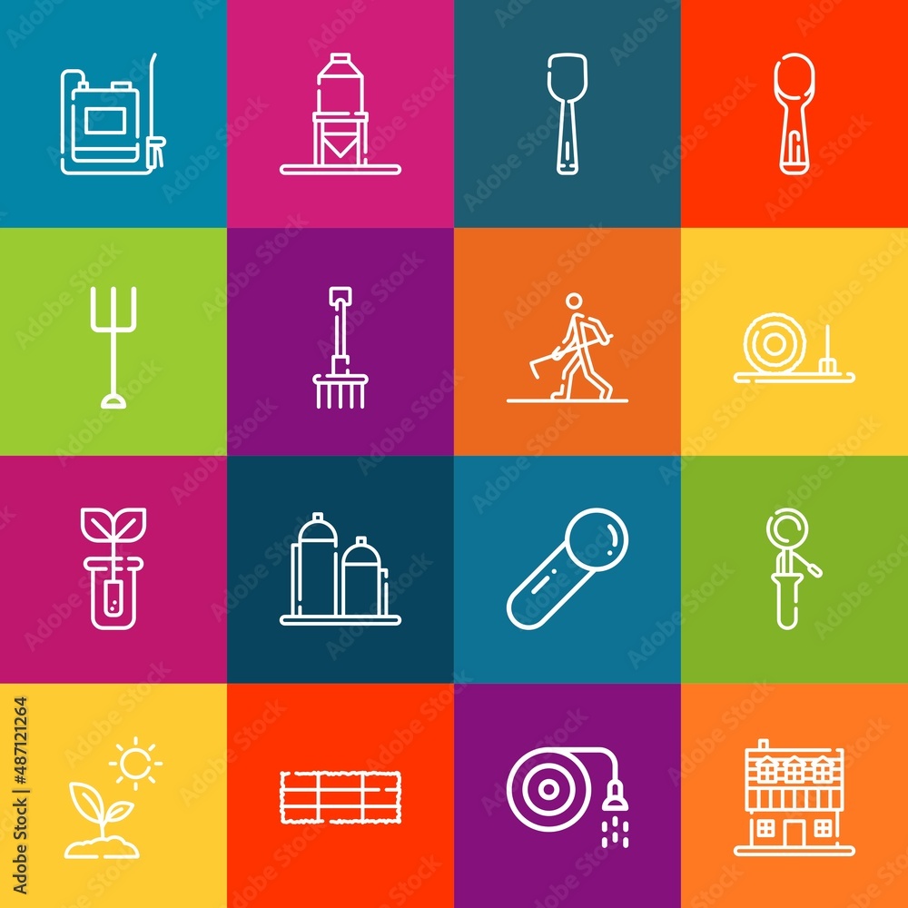 Poster modern thin line icons set of agricultural elements. premium quality outline symbol collection. simp