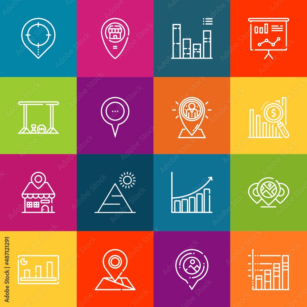 Poster modern thin line icons set of infochart elements. premium quality outline symbol collection. simple 