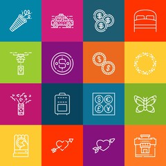 Modern thin line icons set of lying elements. Premium quality outline symbol collection. Simple mono linear pictogram pack. Stroke vector logo concept for web graphics