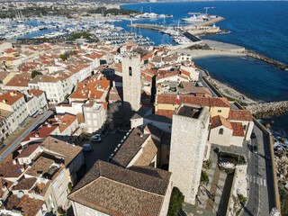 Drone view at the town of Antibes in France