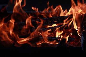 Campfire. Camp bonfire with beautiful flames.