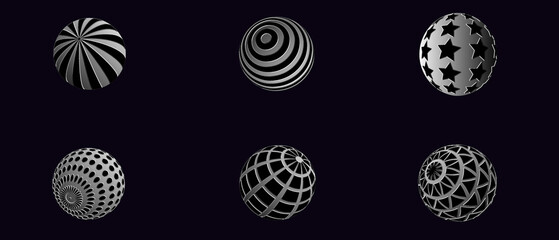 A set of 3D spheres with a convex geometric pattern.