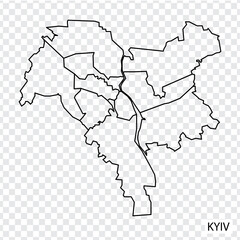 High Quality map of  Kyiv is a capital  of  Ukraine, with borders of the regions. Map of  Kyiv for your web site design, app, UI. EPS10.