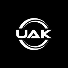 UAK letter logo design with black background in illustrator, vector logo modern alphabet font overlap style. calligraphy designs for logo, Poster, Invitation, etc.