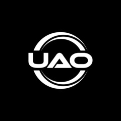 UAO letter logo design with black background in illustrator, vector logo modern alphabet font overlap style. calligraphy designs for logo, Poster, Invitation, etc.