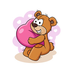 Cute bear hug big love cartoon. Animal vector icon illustration, isolated on premium vector
