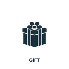 Gift icon. Monochrome simple Gift icon for templates, web design and infographics