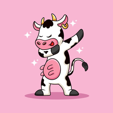 Cute dabbing cow cartoon. Animal vector icon illustration, isolated on premium vector