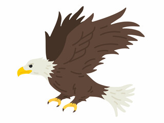 飛んでいる、鷲のイラスト