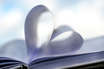 Heart from paper book pages