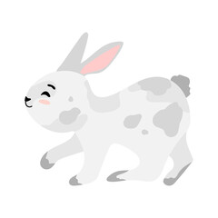 Fototapeta na wymiar Cute Bunny isolated vector Illustration. Happy Easter design. Grey rabbit in cartoon style for baby t-shirt print, fashion print design, kids wear, baby shower celebration greeting and invitation card