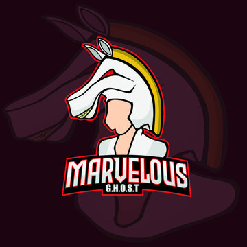 Illustration of a man wearing a horse mask. Can be used as Logo, Brand, Mascot and Tattoo.