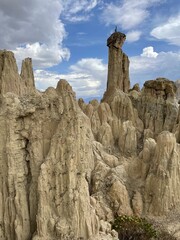 Sandstone formations in valley of Moon or Valle de la Luna in La Pas, Bolivia 