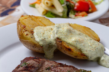 Lean meat with spices for the main course