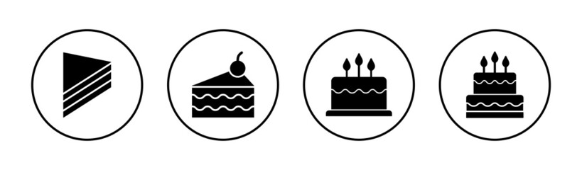 Cake icons set. Cake sign and symbol. Birthday cake icon