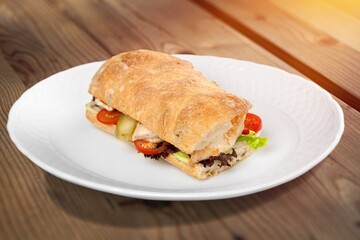 Classic sandwich bread ,wood table