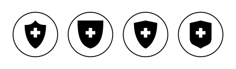 Health insurance icons set. Insurance health document sign and symbol