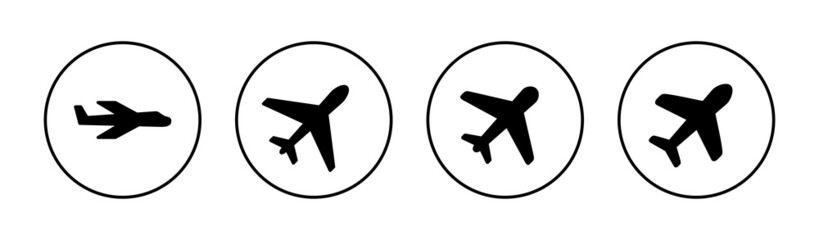 Plane icons set. Airplane sign and symbol. Flight transport symbol. Travel sign. aeroplane