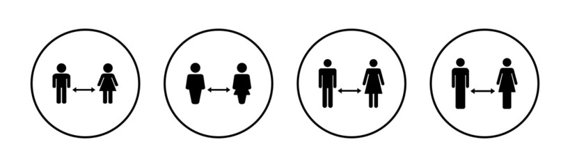 Social distancings set. social distance sign and symbol. self quarantine sign