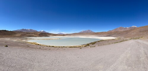 Idyllic panoramic view of lagoon in Potosi department, Bolivia