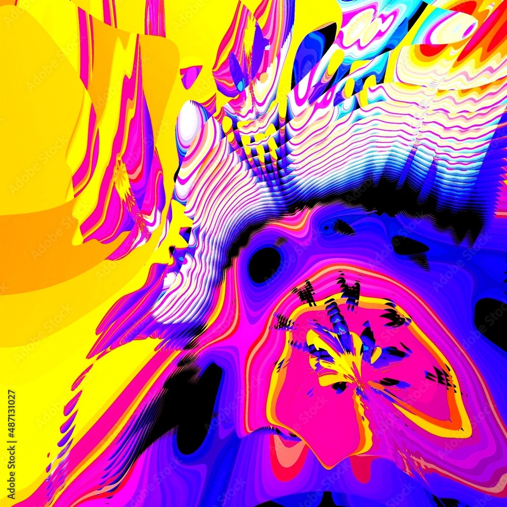 Poster digital abstract graphic artwork. vibrant glitch texture. artwork with deconstructed shapes and grap