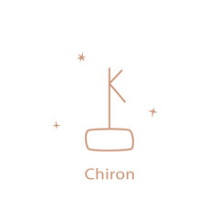 Astrological sign of Chiron, cute contour style. Magic card, bohemian design, tattoo, engraving, witch cover.