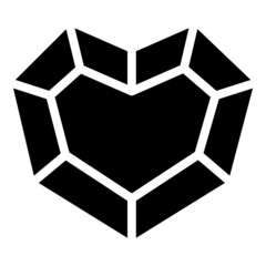 Heartshape Diamond Flat Icon Isolated On White Background