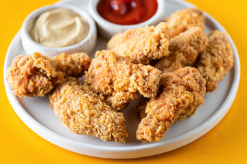 Kentuchy fried chicken wings on plate