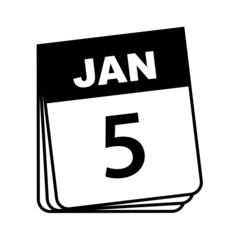January 5. Calendar Icon. Vector Illustration.