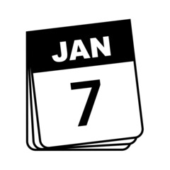 January 7. Calendar Icon. Vector Illustration.